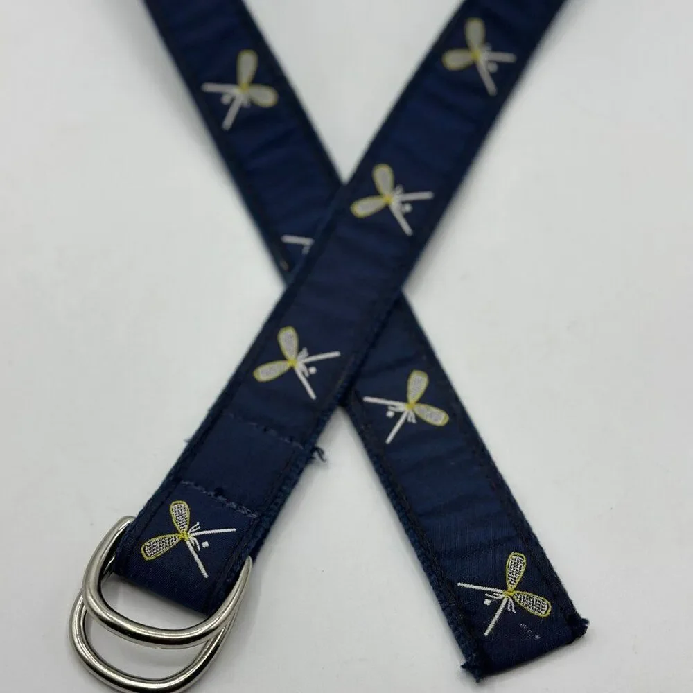 Preston Canvas Lacrosse Silver D-Ring Preppy Belt Blue Size Small